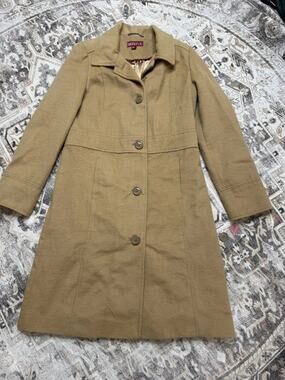 SINGLE-BREASTED WALKER COAT M Beige Timeless Minimalist Classic Office Y2K Wool